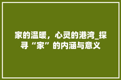 家的温暖，心灵的港湾_探寻“家”的内涵与意义