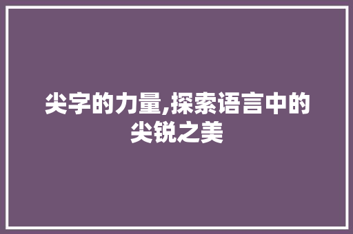 尖字的力量,探索语言中的尖锐之美