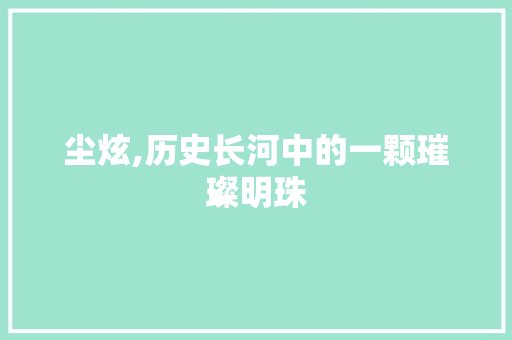 尘炫,历史长河中的一颗璀璨明珠