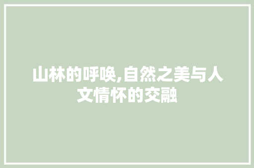 山林的呼唤,自然之美与人文情怀的交融