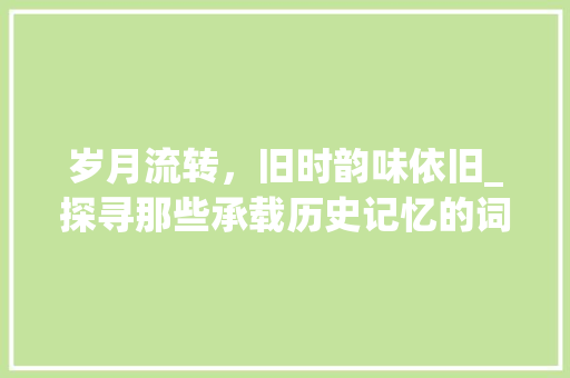 岁月流转，旧时韵味依旧_探寻那些承载历史记忆的词语