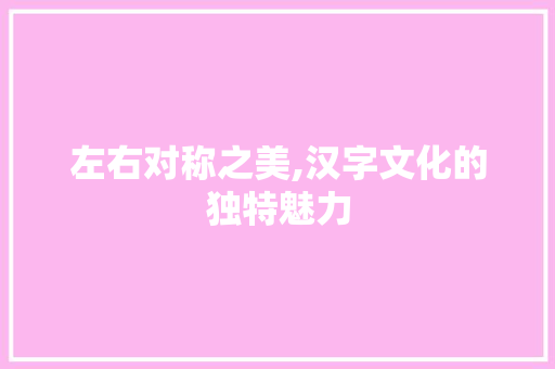 左右对称之美,汉字文化的独特魅力