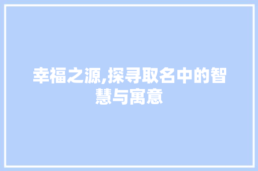 幸福之源,探寻取名中的智慧与寓意