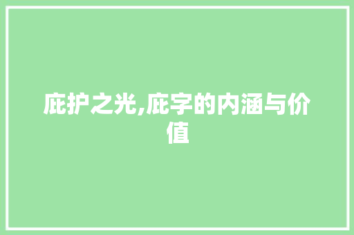 庇护之光,庇字的内涵与价值