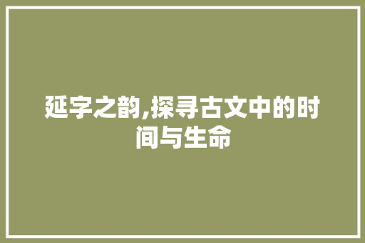 延字之韵,探寻古文中的时间与生命