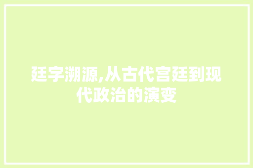 廷字溯源,从古代宫廷到现代政治的演变