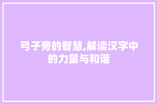 弓子旁的智慧,解读汉字中的力量与和谐