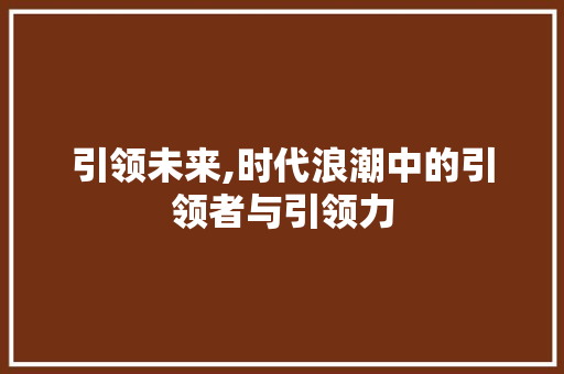 引领未来,时代浪潮中的引领者与引领力