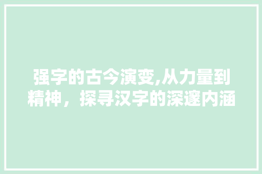 强字的古今演变,从力量到精神，探寻汉字的深邃内涵