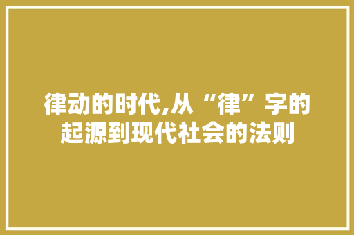 律动的时代,从“律”字的起源到现代社会的法则
