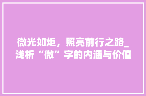微光如炬，照亮前行之路_浅析“微”字的内涵与价值