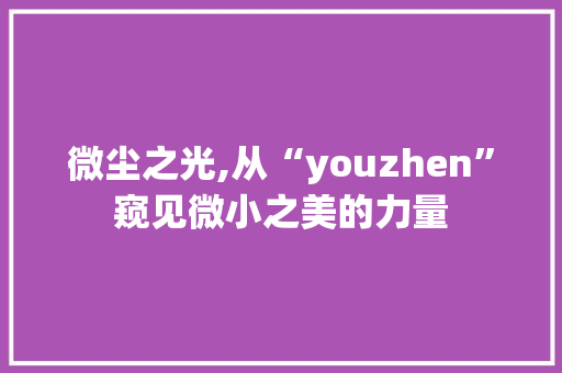 微尘之光,从“youzhen”窥见微小之美的力量