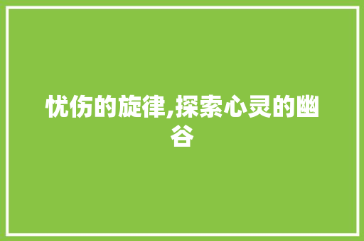 忧伤的旋律,探索心灵的幽谷
