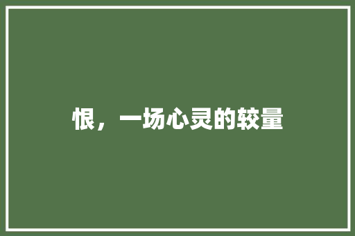 恨，一场心灵的较量