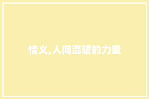 情义,人间温暖的力量