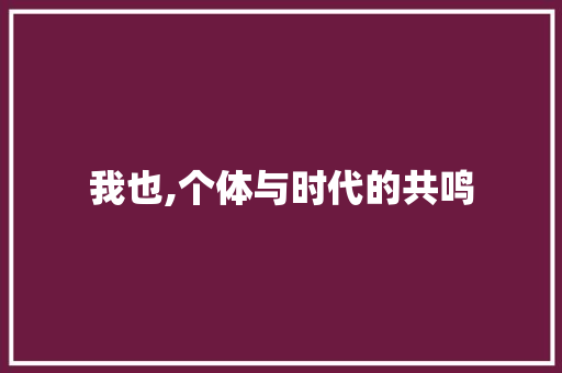 我也,个体与时代的共鸣