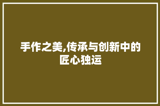手作之美,传承与创新中的匠心独运