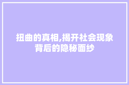 扭曲的真相,揭开社会现象背后的隐秘面纱