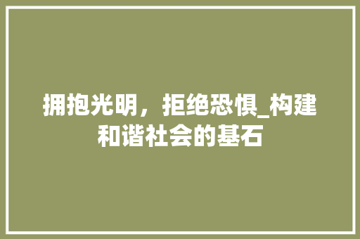 拥抱光明，拒绝恐惧_构建和谐社会的基石