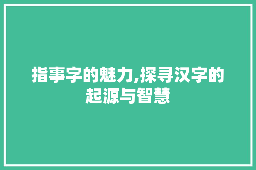 指事字的魅力,探寻汉字的起源与智慧