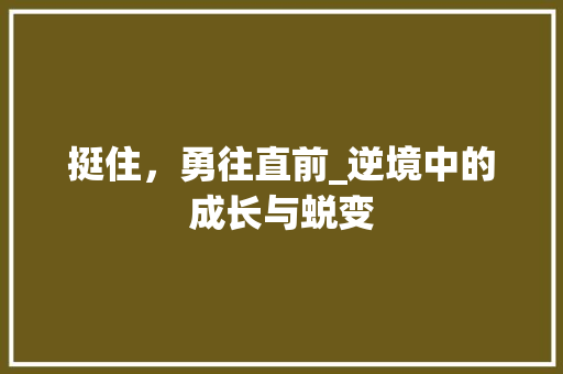 挺住，勇往直前_逆境中的成长与蜕变