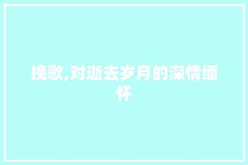挽歌,对逝去岁月的深情缅怀