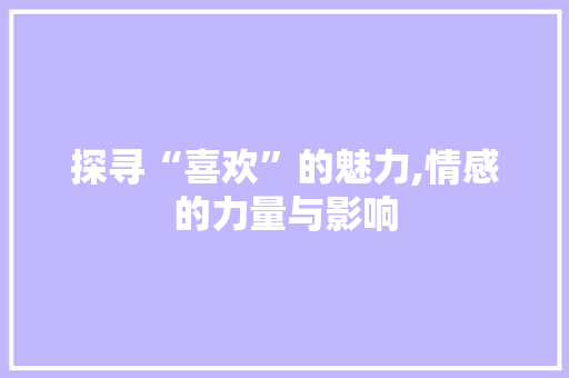 探寻“喜欢”的魅力,情感的力量与影响