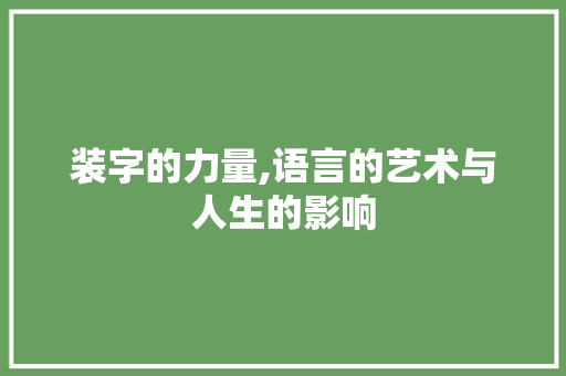 装字的力量,语言的艺术与人生的影响