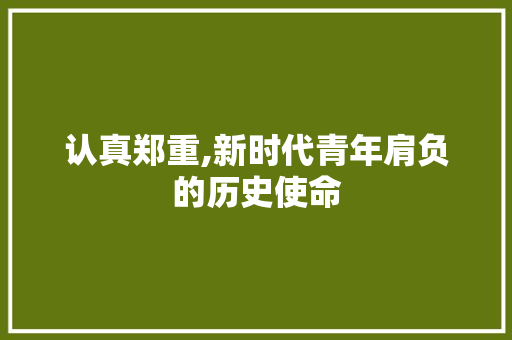 认真郑重,新时代青年肩负的历史使命