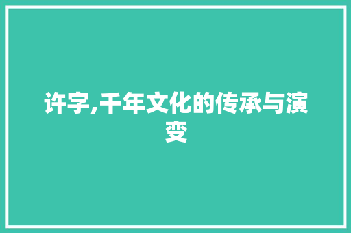 许字,千年文化的传承与演变