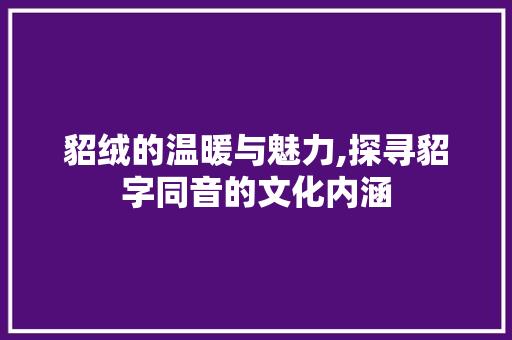 貂绒的温暖与魅力,探寻貂字同音的文化内涵