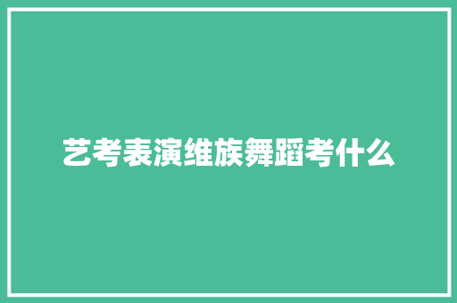 艺考表演维族舞蹈考什么