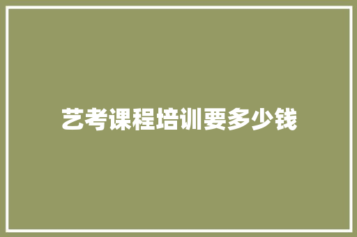 艺考课程培训要多少钱