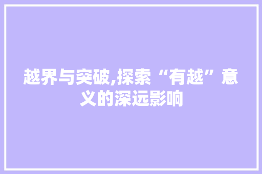 越界与突破,探索“有越”意义的深远影响