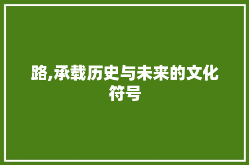 路,承载历史与未来的文化符号