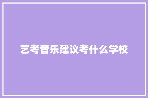 艺考音乐建议考什么学校