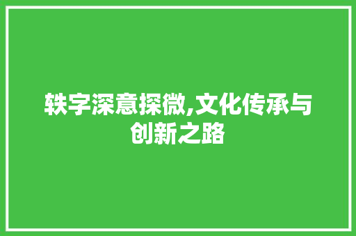 轶字深意探微,文化传承与创新之路