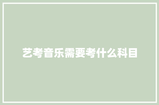艺考音乐需要考什么科目