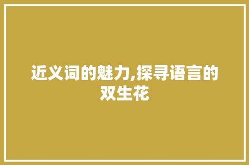 近义词的魅力,探寻语言的双生花