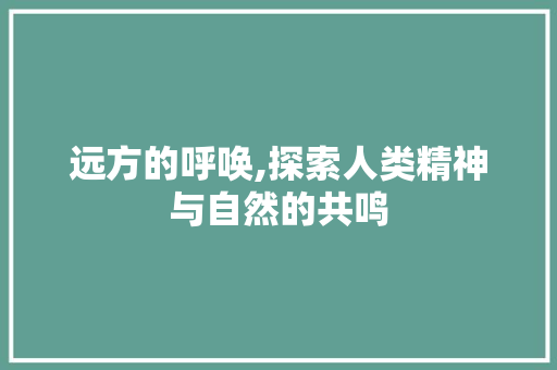 远方的呼唤,探索人类精神与自然的共鸣