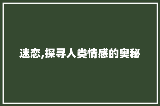 迷恋,探寻人类情感的奥秘