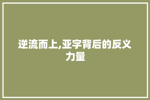 逆流而上,亚字背后的反义力量