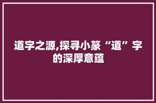 道字之源,探寻小篆“道”字的深厚意蕴
