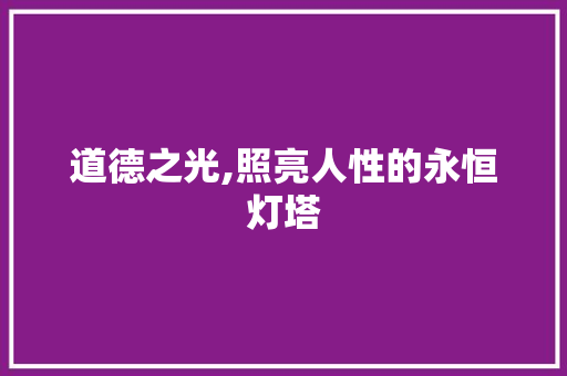道德之光,照亮人性的永恒灯塔