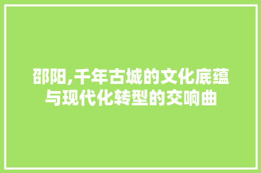 邵阳,千年古城的文化底蕴与现代化转型的交响曲