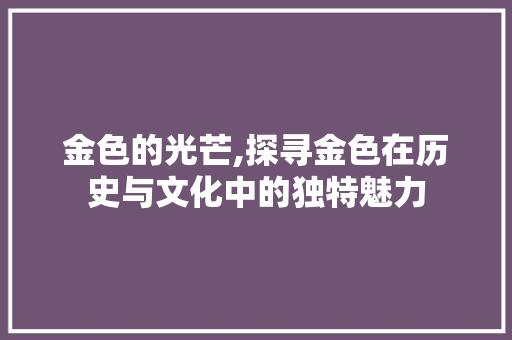 金色的光芒,探寻金色在历史与文化中的独特魅力