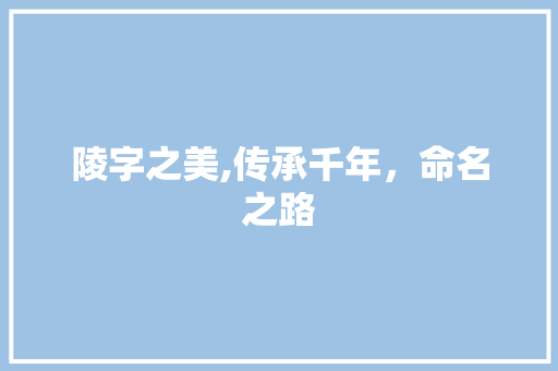 陵字之美,传承千年，命名之路
