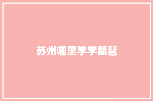 苏州哪里学学琵琶