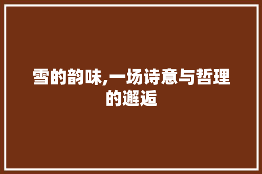 雪的韵味,一场诗意与哲理的邂逅