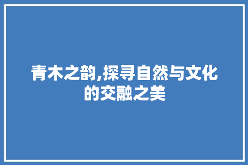 青木之韵,探寻自然与文化的交融之美
